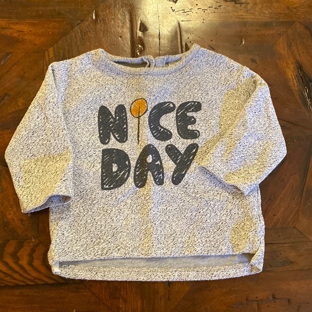 Zara “Nice Day” Long Sleeve Lightweight Sweater Size 9-12m Oversize Fit